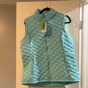 Aqua Quilted Vest with Zip Closure